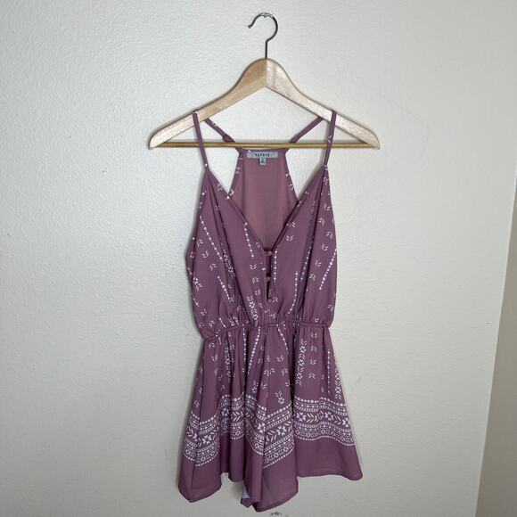 Papaya Mauve Printed Romper Small - Picture 1 of 9